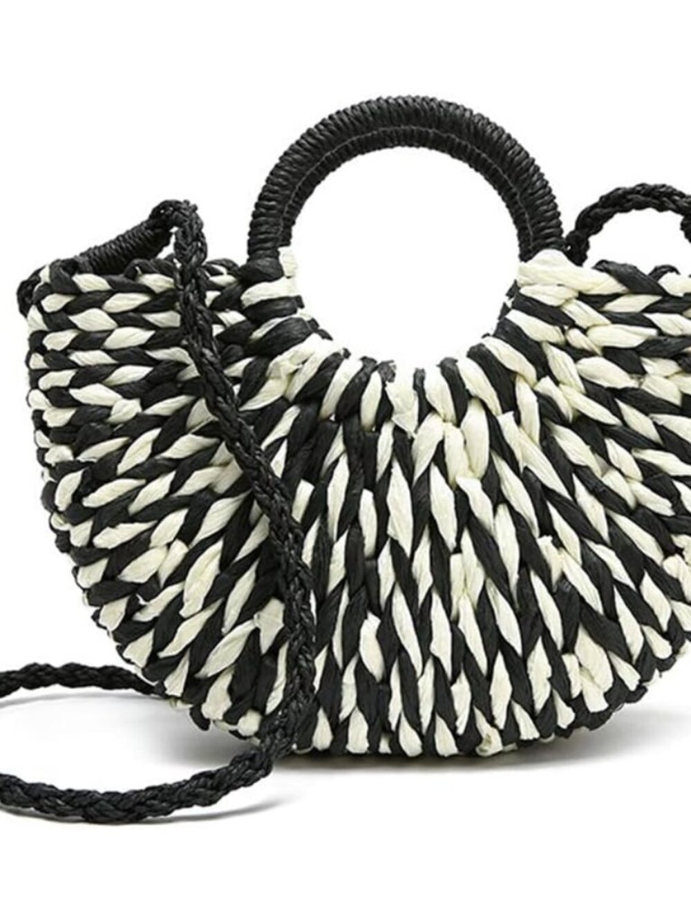 Women Summer Retro Straw Tote Bag Hand-woven Boho Shoulder Bag Crossbody Bag Rou